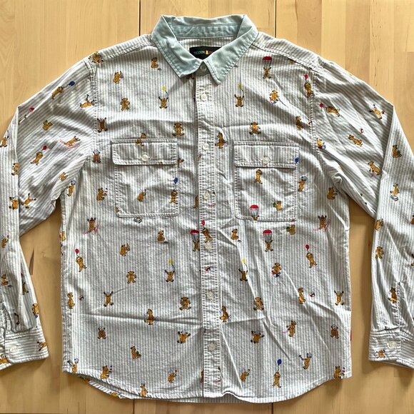 Teddy Fresh Unisex Striped Collared Button-Up Shirt w/ Little Bears size Medium - Picture 1 of 7